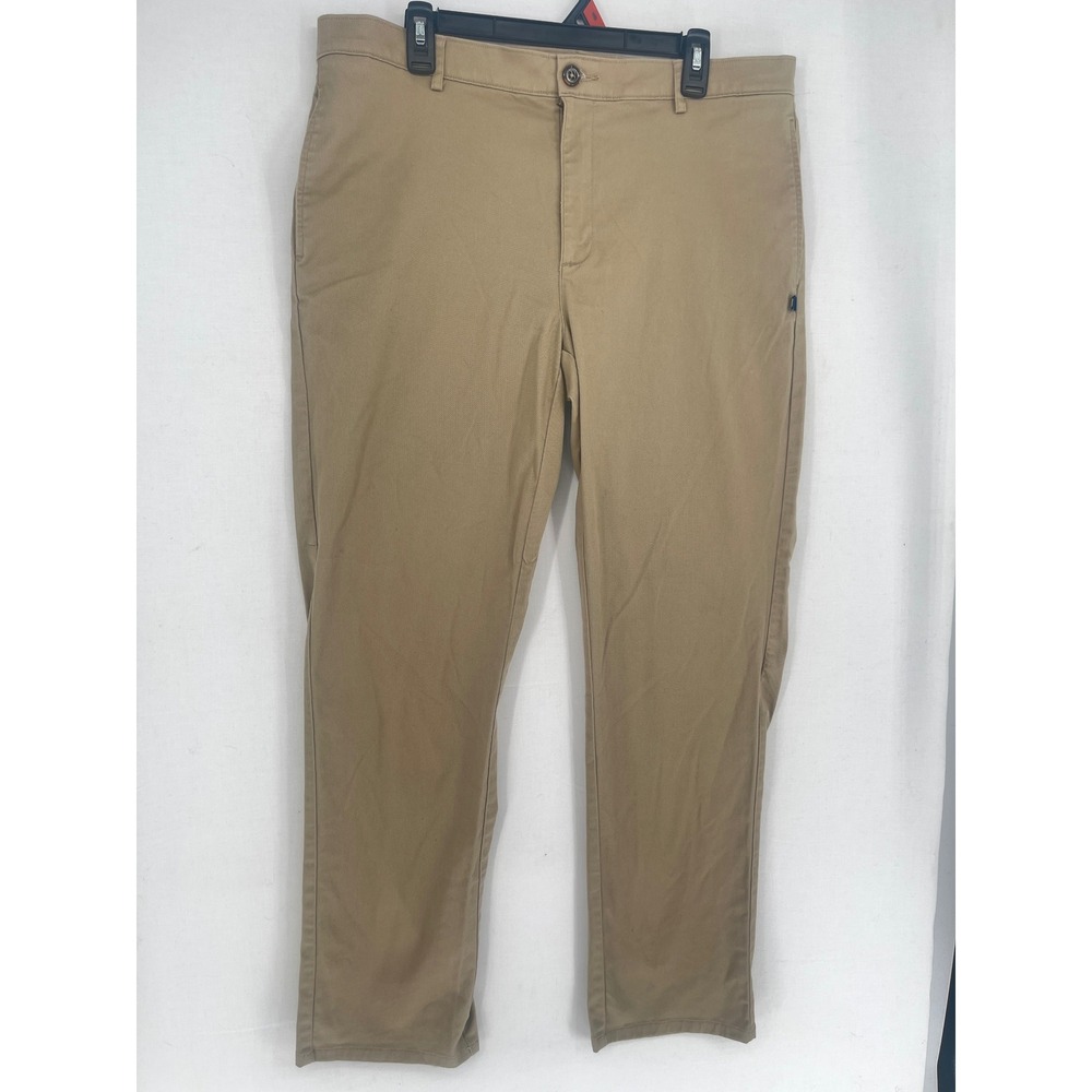 Dennis Chino Pants Mens 36x32 Flat Front Stretch Twill Khaki Tan 078500